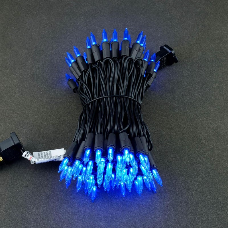 YULETIME Blue LED Christmas Lights with Black Wire, 33 ft 100 Count UL Certified Commercial Grade Halloween String Light Set (Blue - Black Wire) - Image 2